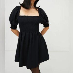 Hill House The Athena Nap Mini Dress Black Swiss Dot